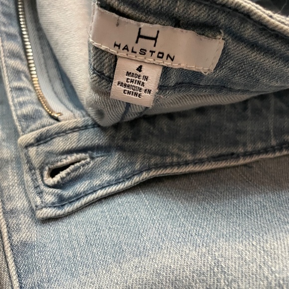 Halston jeans cropped wide leg pocket detail cotton blue size 4 - Picture 6 of 6